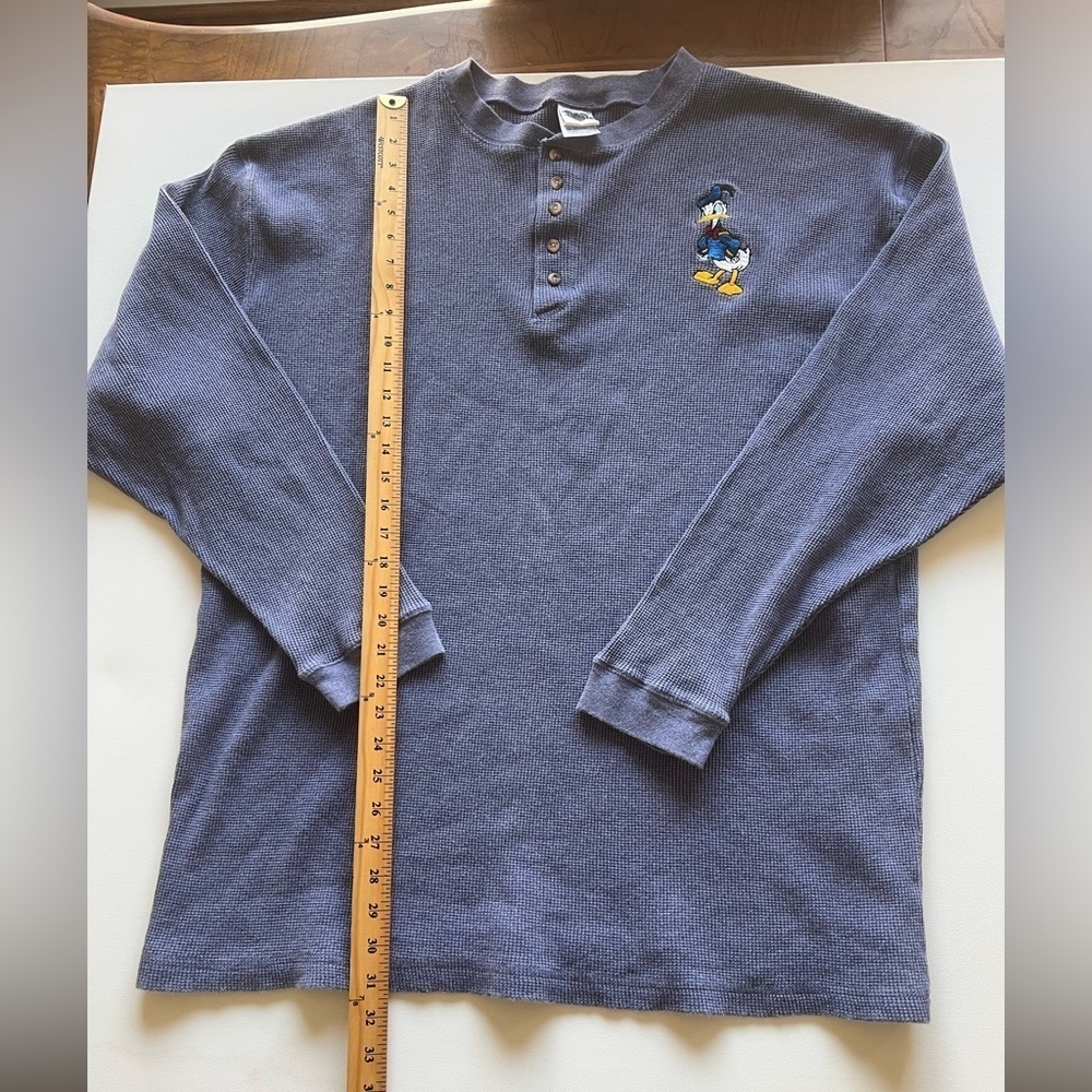 Vtg Disney Store Donald Duck Thermal Men's Size 2XL Blue 100% Cotton (B4) - Picture 2 of 6
